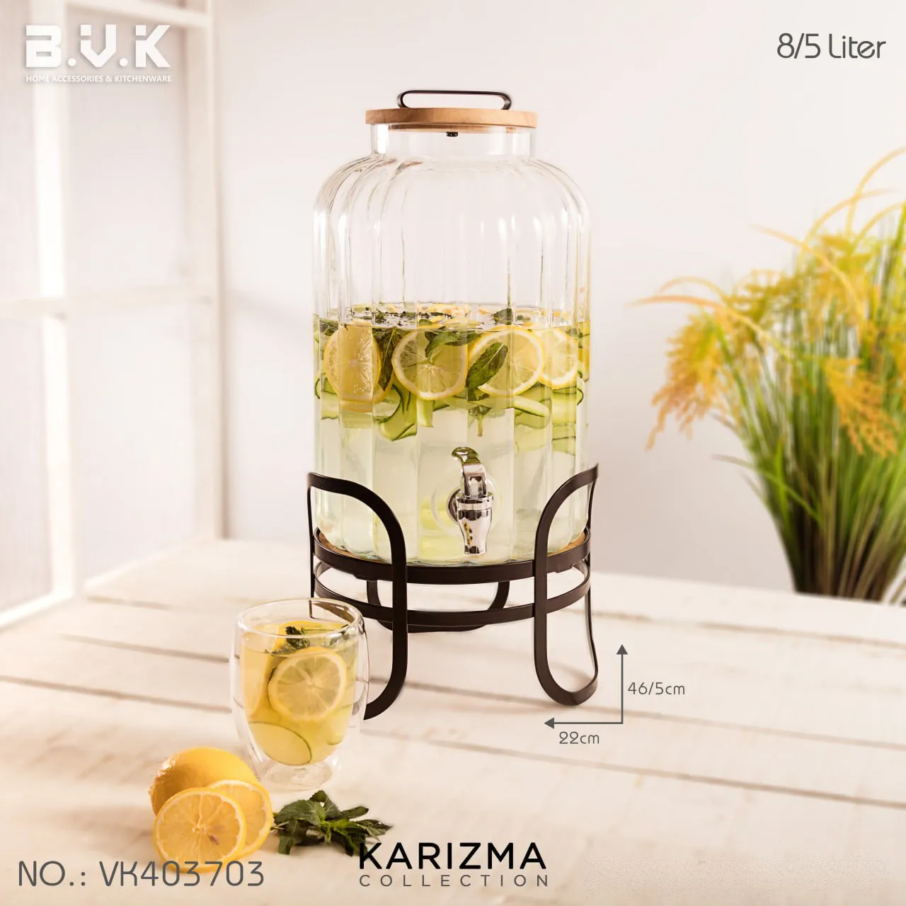 کلمن آب شیشه ای بی وی کی 8/5 لیتری مدل 403703