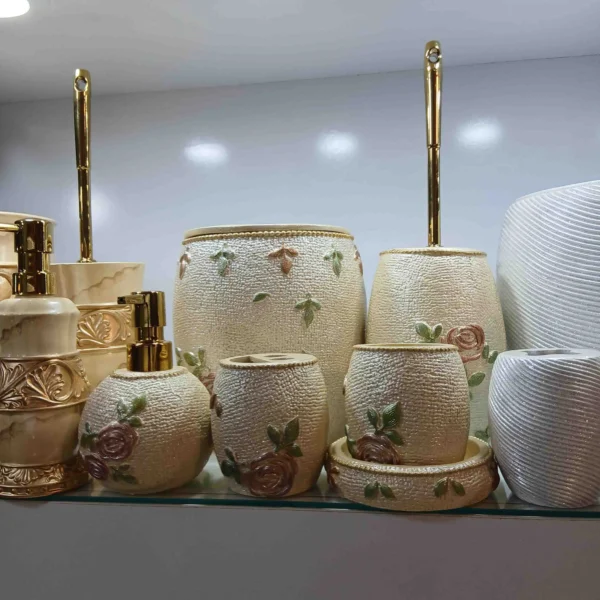سرویس بهداشتی 6 پارچه سنجاقک مدل طوبی کرم الوان