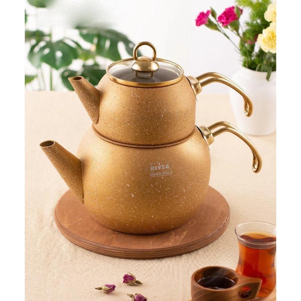کتری و قوری گرانیتی 2/8 لیتری ریور طلایی مدل 5856