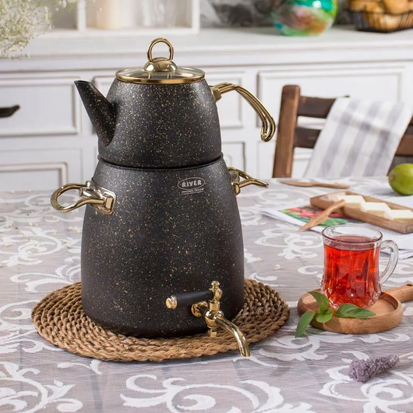 کتری و قوری شیردار گرانیتی 4/5 لیتری ریور مشکی مدل 5832